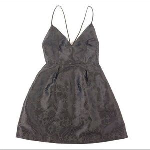 Free People Queen of Hearts Black Jacquard Sleeveless V-Neck Mini Dress Size 2